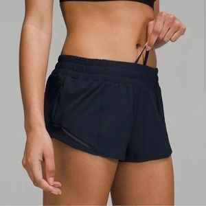 Lululemon Hotty Hot Low-Rise Lined Running Shorts 2.5” - Navy Blue, Size 8